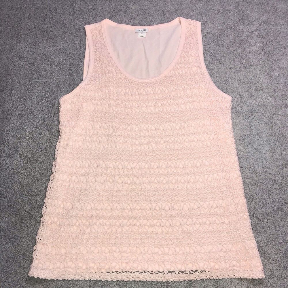 NWOT J.Crew Women's Size Medium Peach Orange Crochet Lace Tank Top Shirt